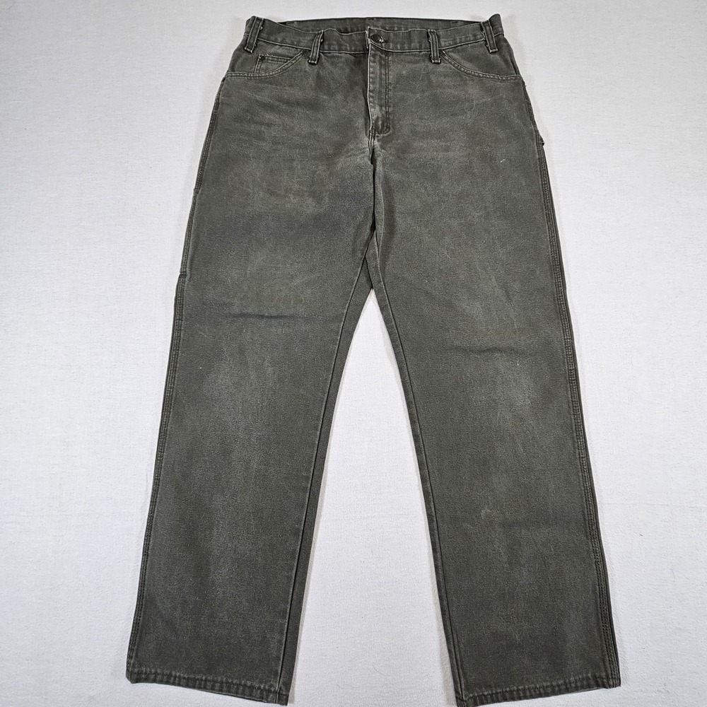 Dickies Pants Mens 36 32 Green Carpenter Relaxed Fit Workwear Utility Work